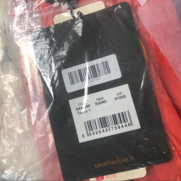 SAVE THE DUCK Snap Button Orange Rain Coat w/ hood - Picture 8 of 8